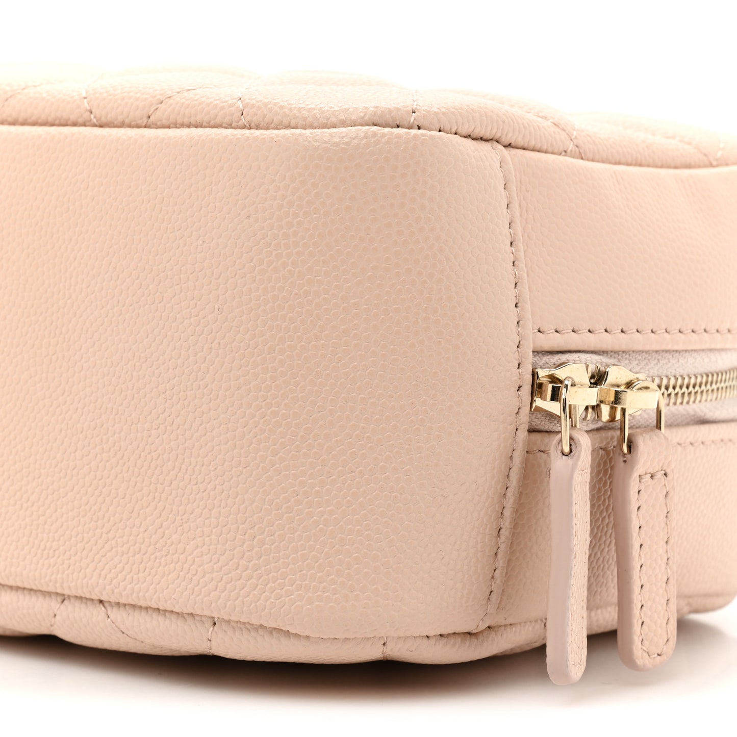 Caviar Quilted Medium Curvy Pouch Cosmetic Case Beige