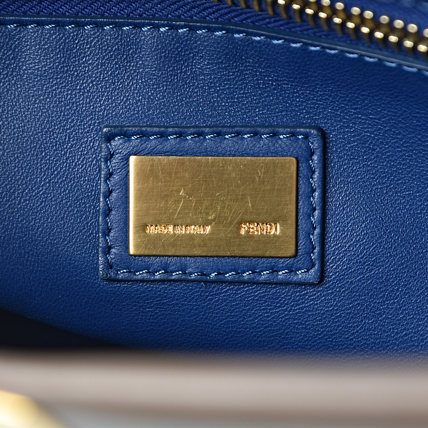 Vitello Morgan Shiny Nappa Medium Peekaboo Iconic Satchel Foresta Blue