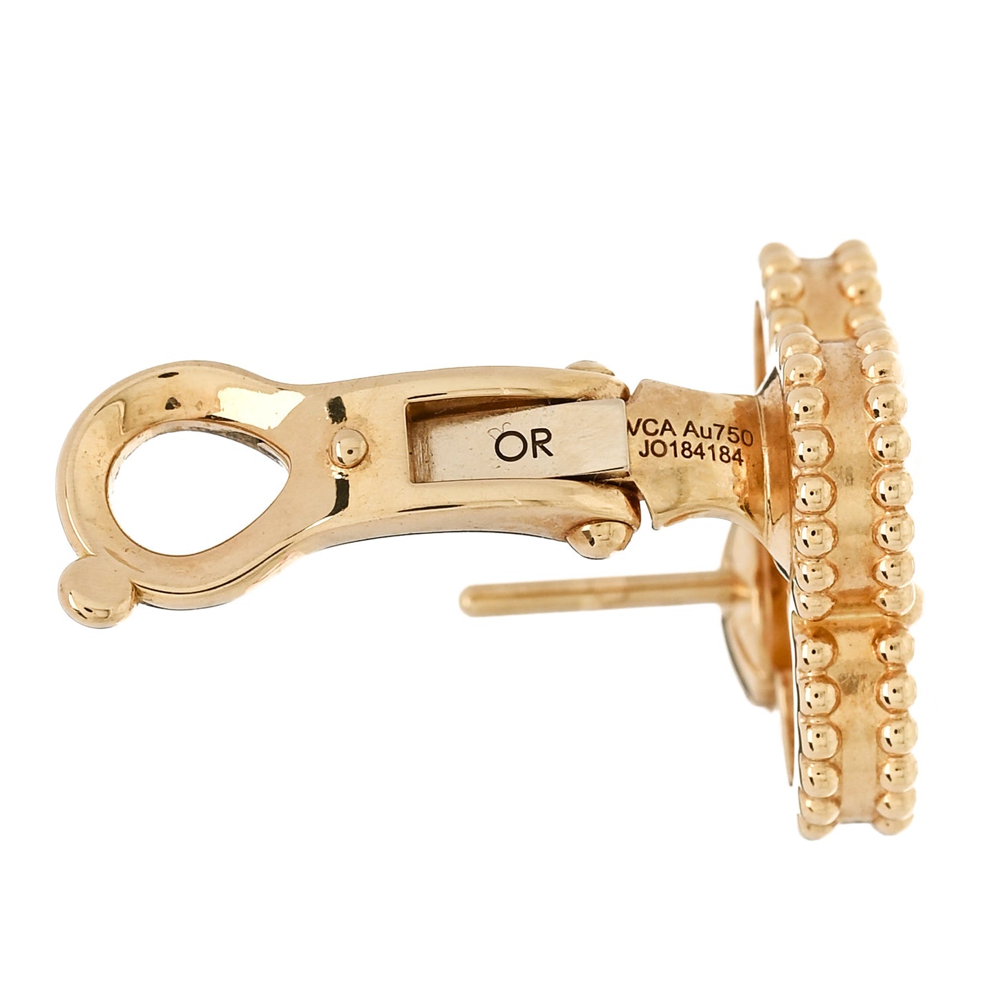 18K Yellow Gold Mother of Pearl Vintage Alhambra Earrings