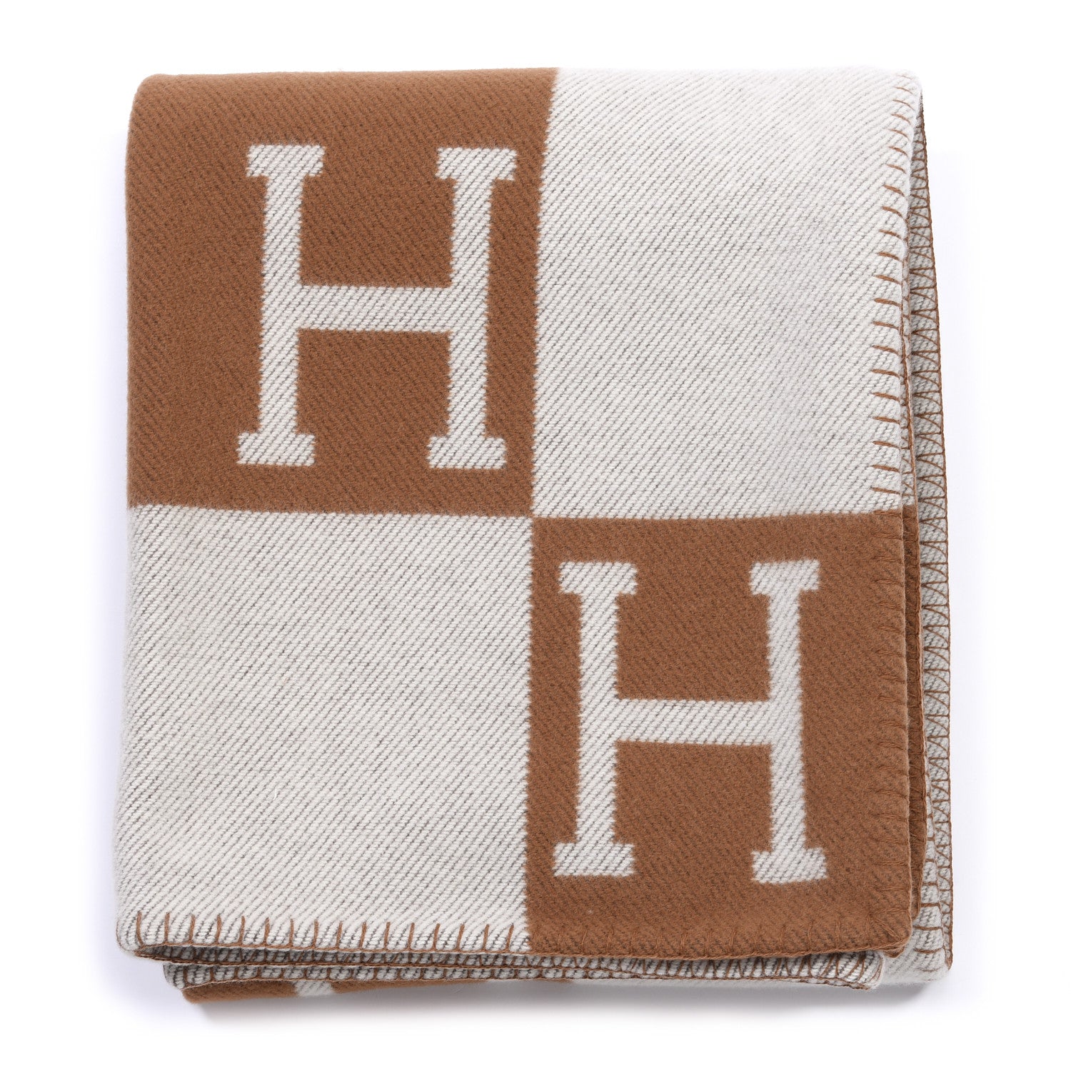 Hermes Wool Cashmere Avalon Blanket Ecru Camel 1 of 3