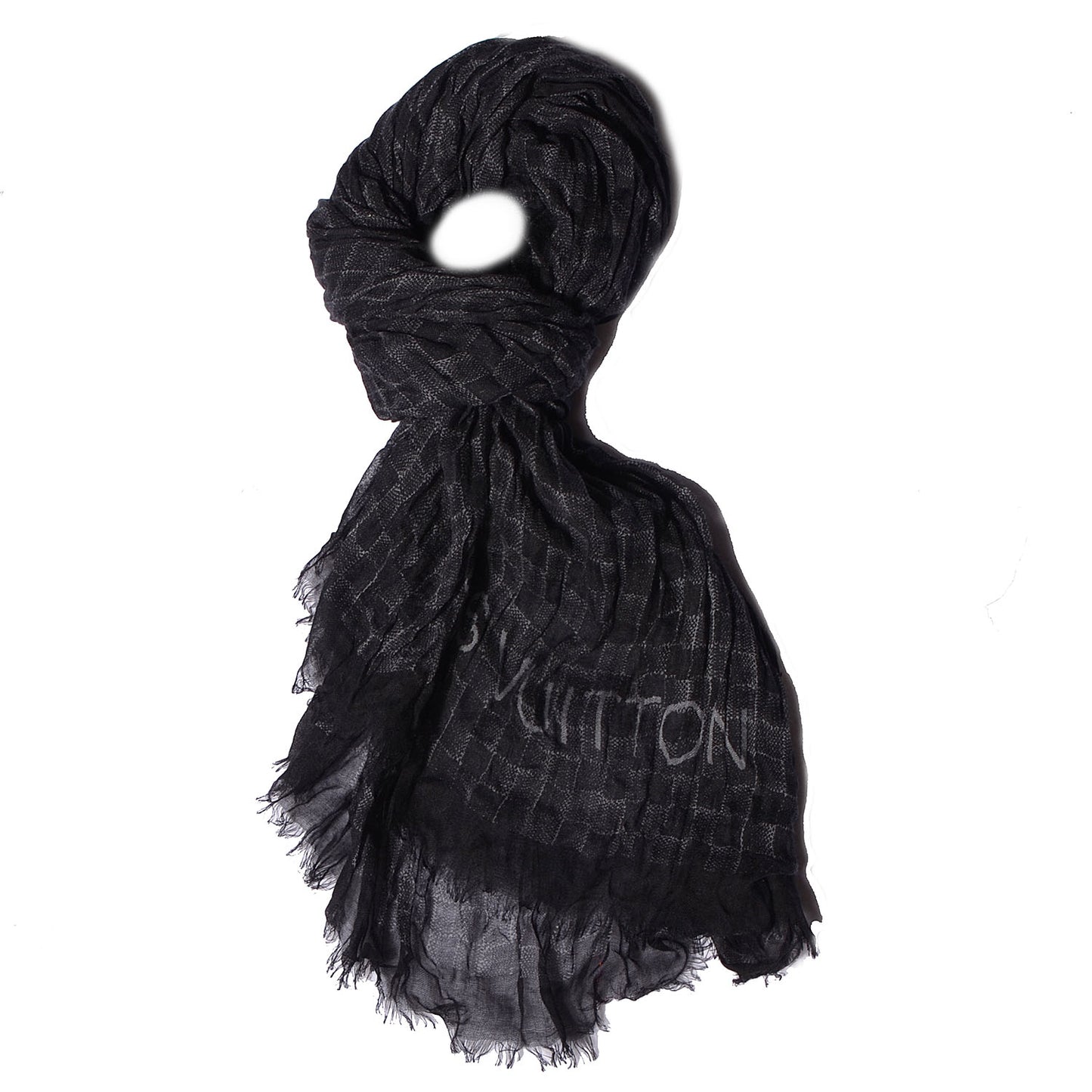 Cashmere Silk Damier Etole Stole Black