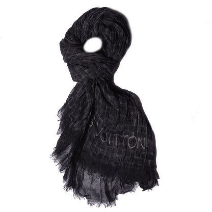 Louis Vuitton Cashmere Silk Damier Etole Stole Black 1 of 7