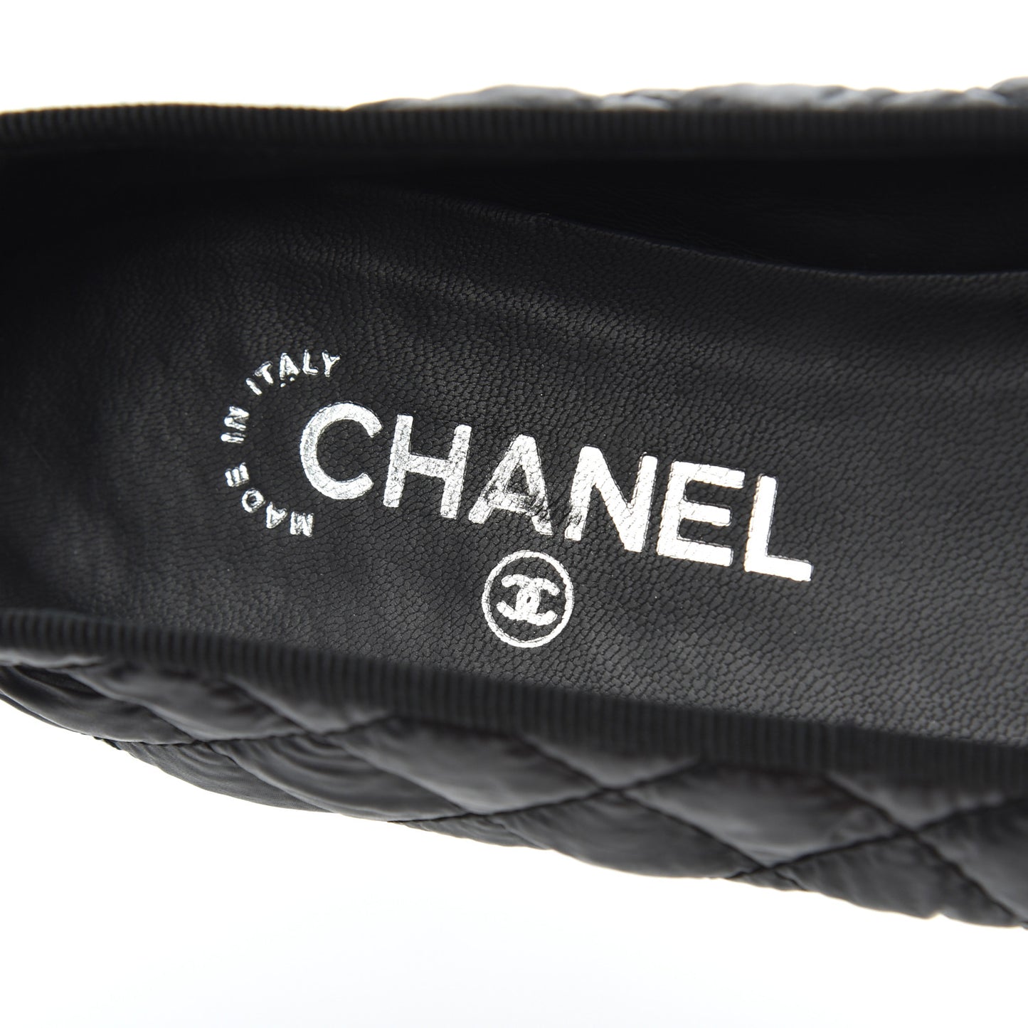 Nylon Quilted Cap Toe Ballerina Flats 41 Black