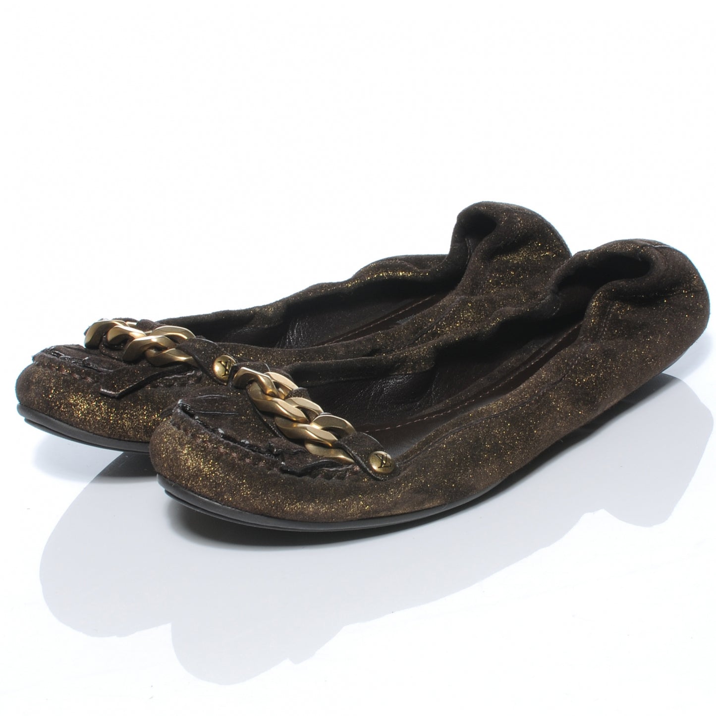 Suede Shimmer Whisper Flats 38 Brown