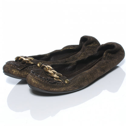 Louis Vuitton Suede Shimmer Whisper Flats 38 Brown 2 of 7