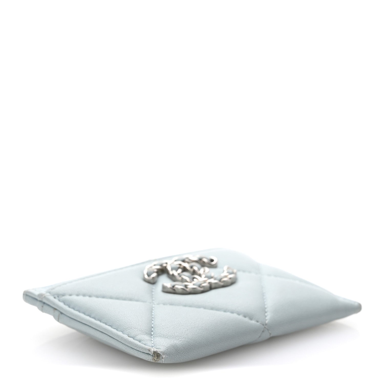 Chanel Lambskin Quilted Chanel 19 Card Holder Light Blue 4 of 11