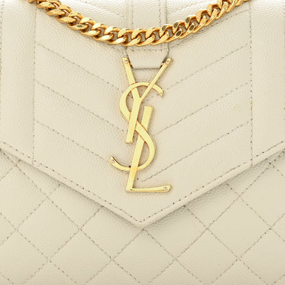 Saint Laurent Grain De Poudre Mixed Matelasse Triquilt Monogram Chain Wallet Blanc Vintage 7 of 15