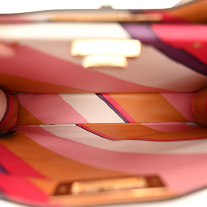 Fendi Vitello Seta Nappa FF Striped Embossed Medium Peekaboo I SEE U Satchel Miele Scuro Multicolor 6 of 9