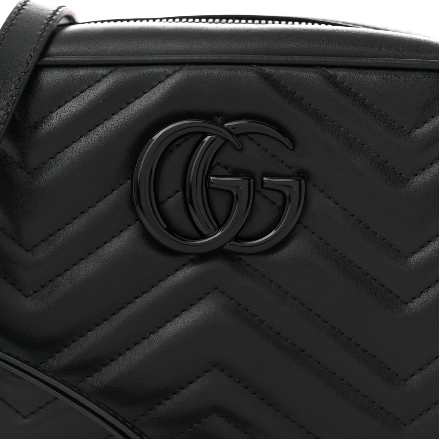 Gucci Calfskin Matelasse Monochrome Small GG Marmont Chain Shoulder Bag Black 8 of 10