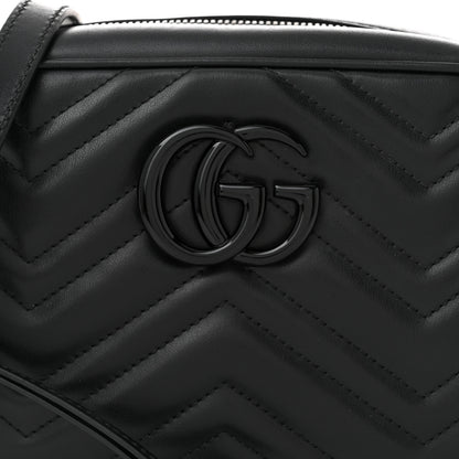 Gucci Calfskin Matelasse Monochrome Small GG Marmont Chain Shoulder Bag Black 8 of 10