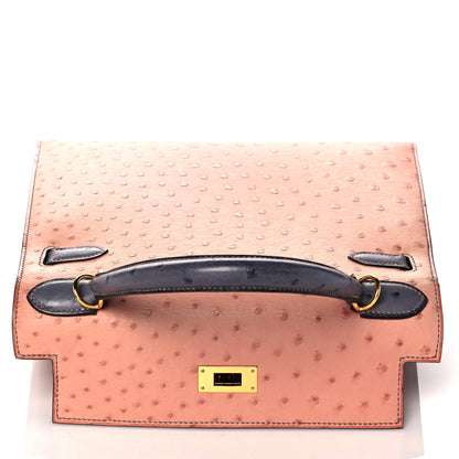 Hermes Ostrich Horseshoe Kelly Sellier 28 Terre Cuite Gris Agate 18 of 39