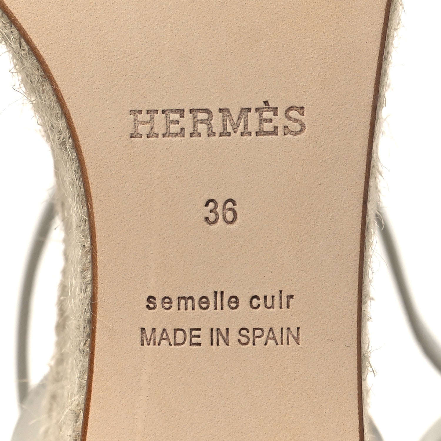 Hermes Goatskin Elda Espadrille Wedge Sandals 36 White 6 of 10