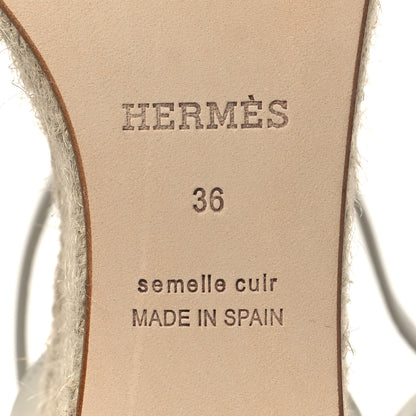 Hermes Goatskin Elda Espadrille Wedge Sandals 36 White 6 of 10