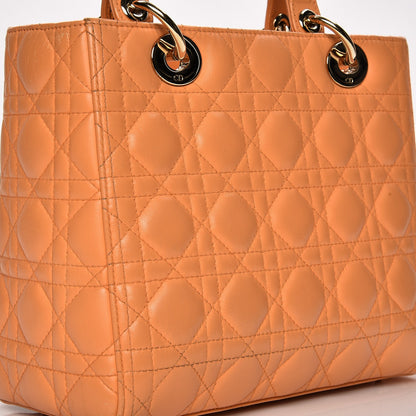 Christian Dior Lambskin Cannage Medium Lady Dior Orange 13 of 20