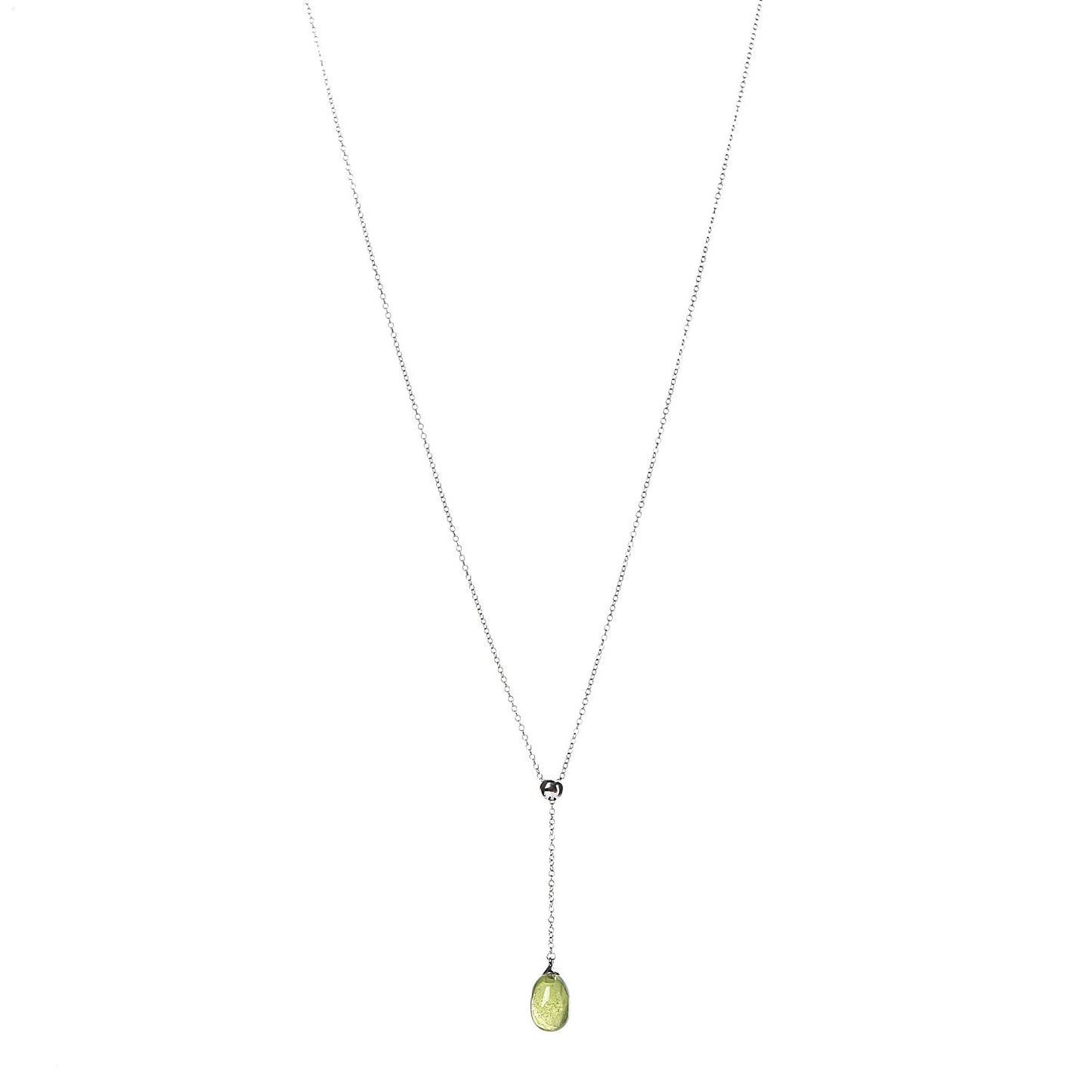18K White Gold Peridot Rainbow Drops Pendant Necklace