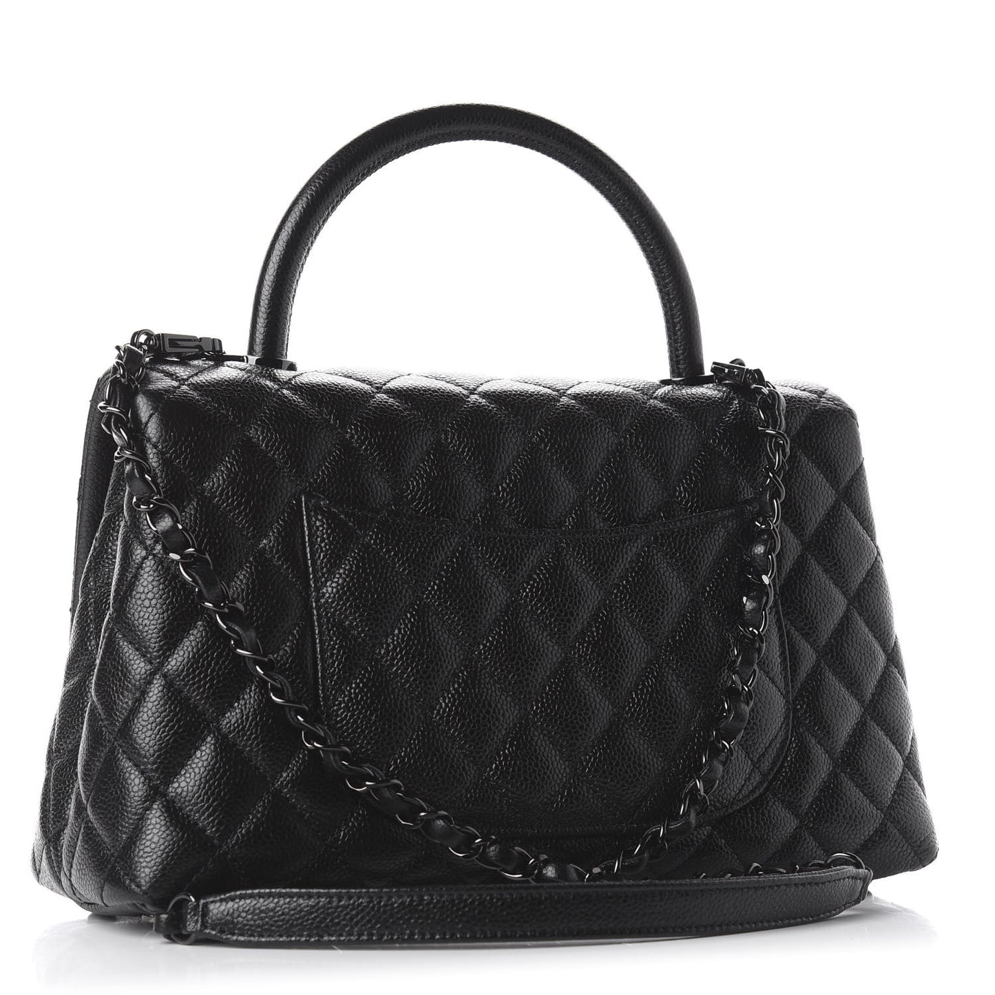 Caviar Quilted Small Coco Handle Flap So Black