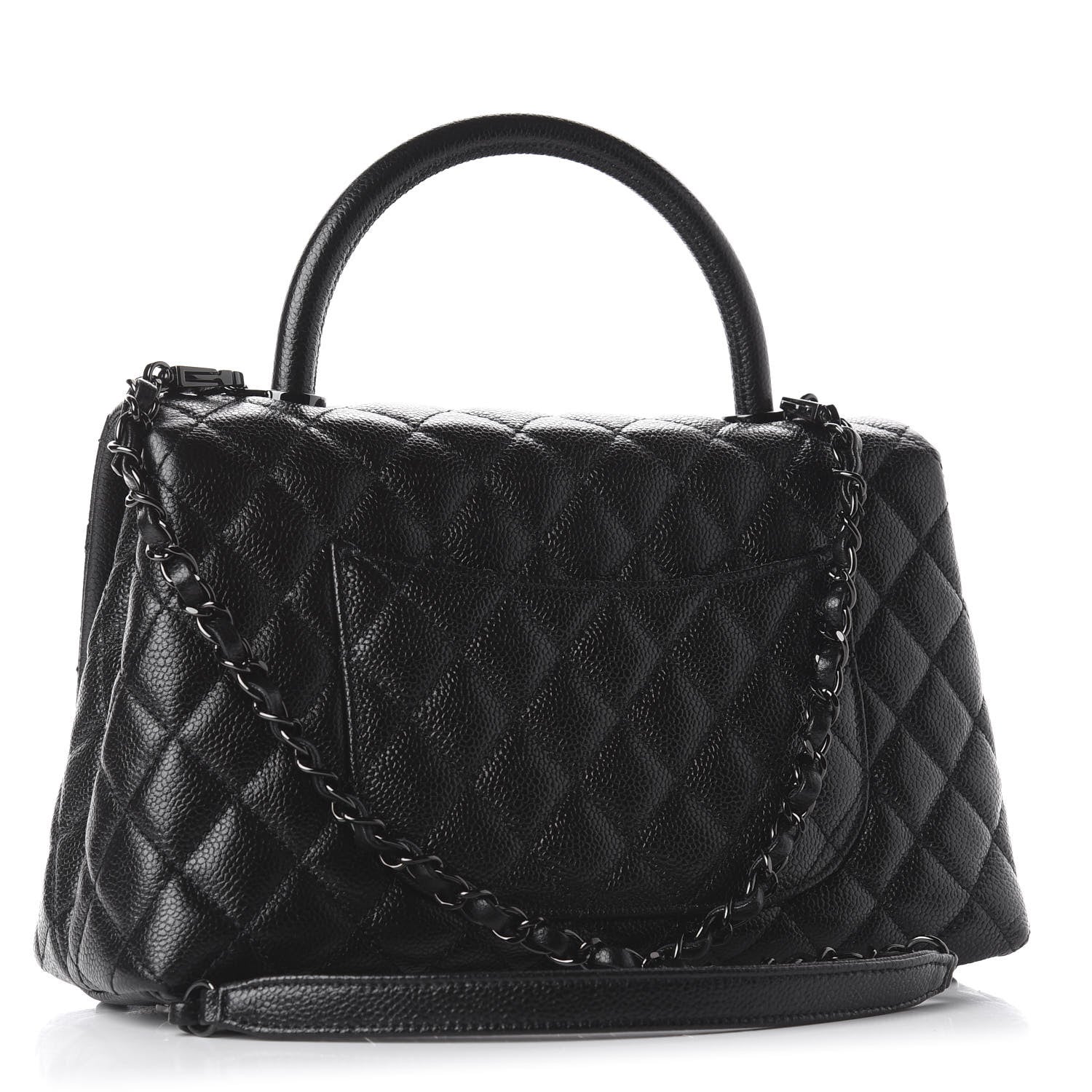 Chanel Caviar Quilted Small Coco Handle Flap So Black 4 of 12