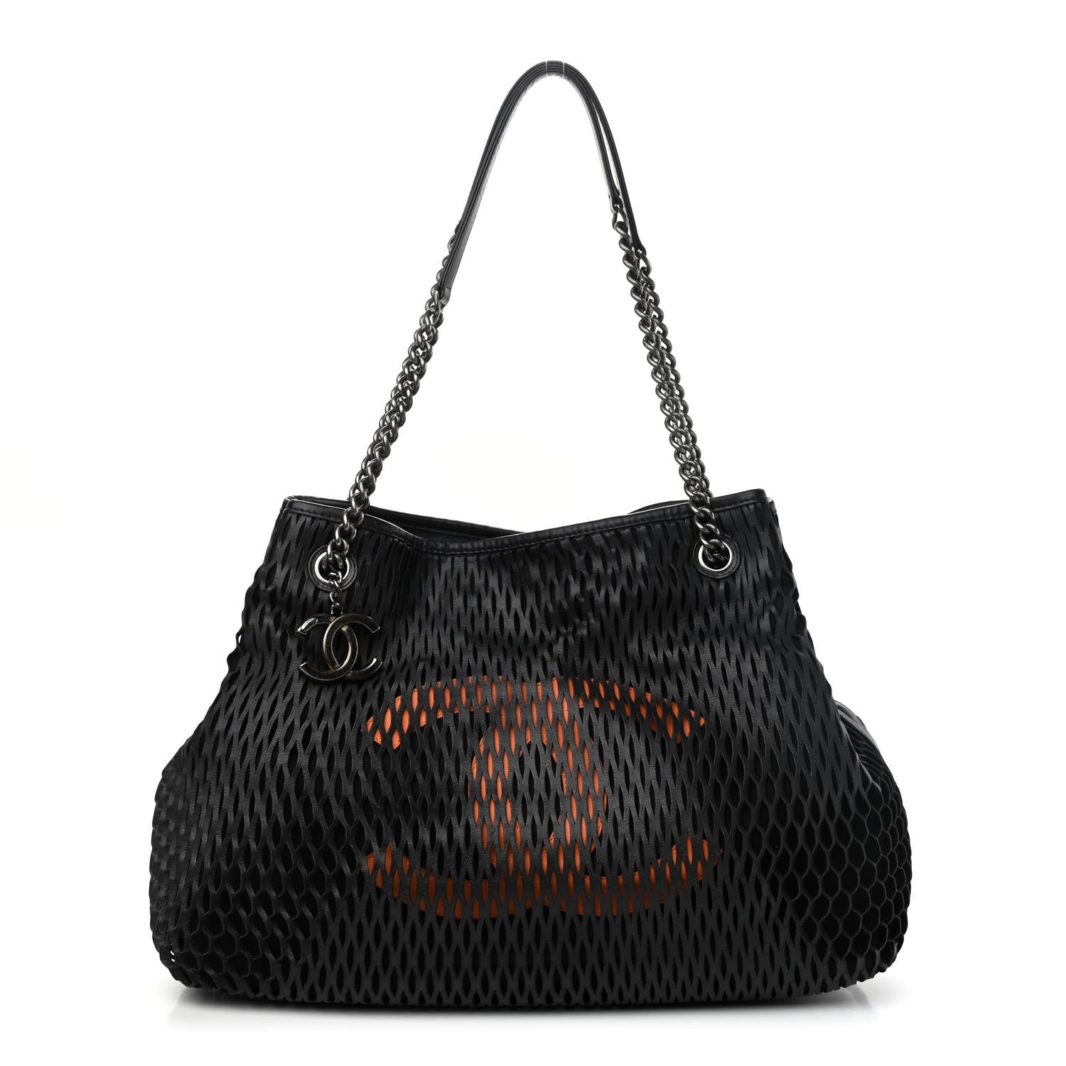 Chanel Calfskin Laser Cut Perforated CC Tote Black 1 of 9