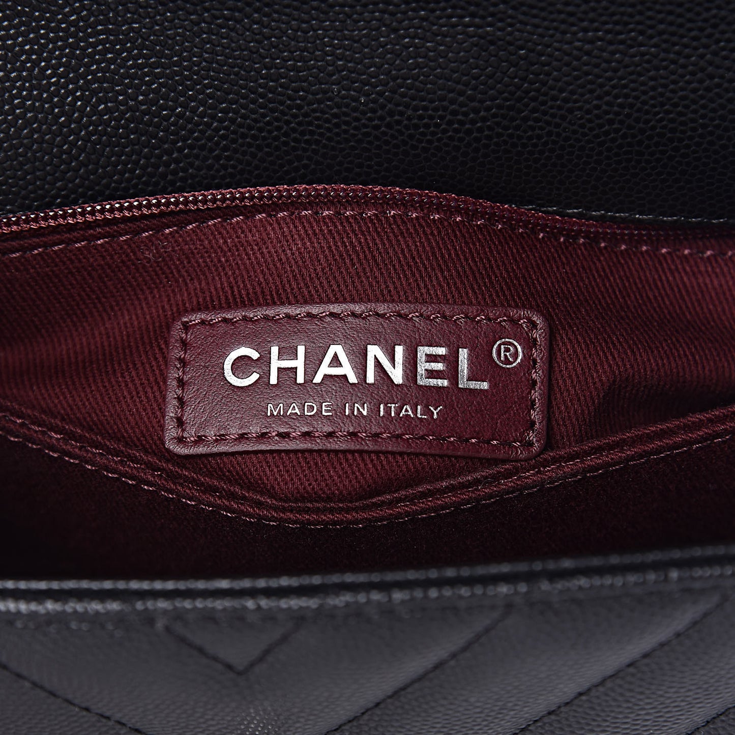 Caviar Chevron Quilted Mini Coco Handle Flap Black