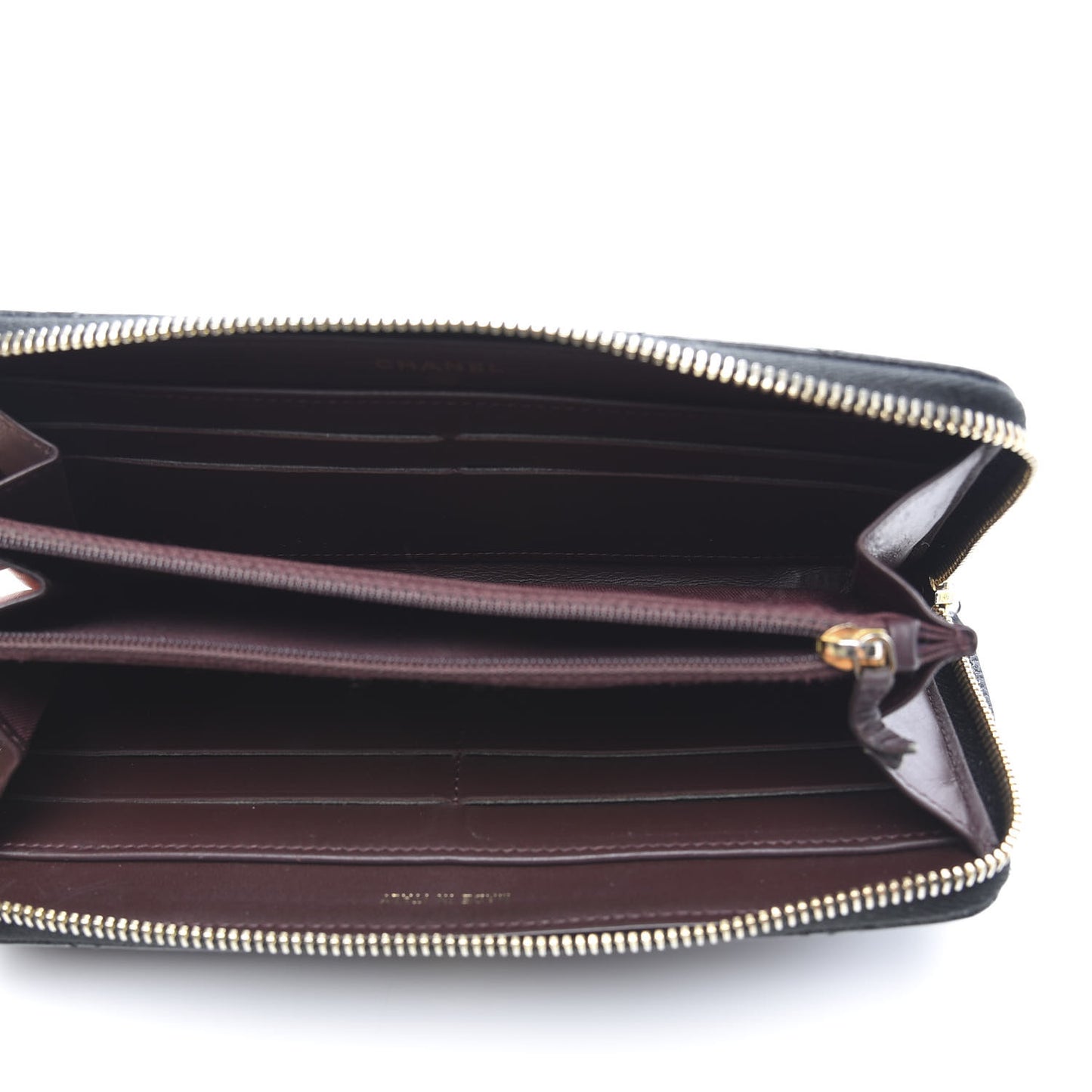 Caviar Quilted Large Gusset Zip Around Wallet Black