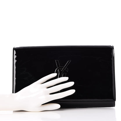 Saint Laurent Patent Monogram Large Belle De Jour Clutch Black 2 of 8