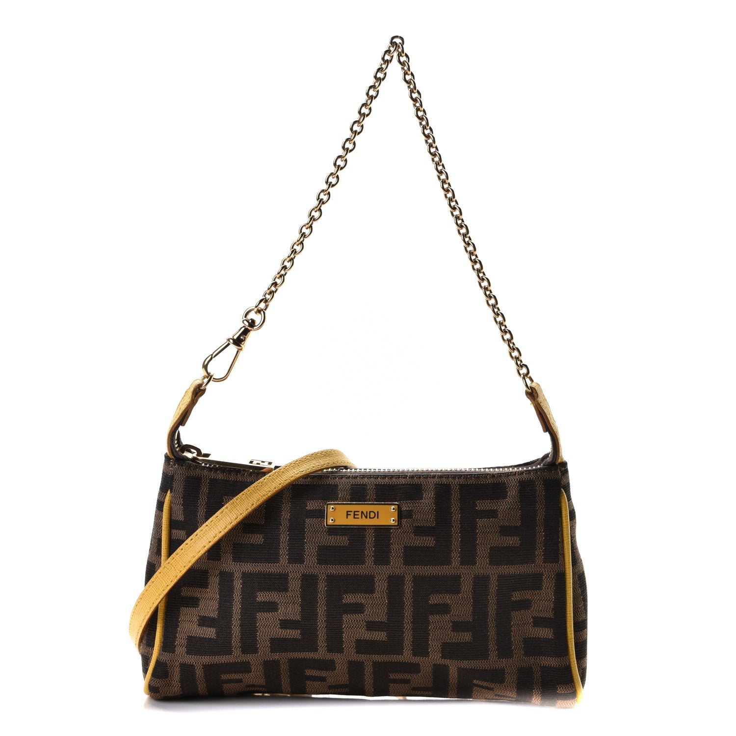 Fendi Zucca Mini Pouch Crossbody Tobacco Yellow 1 of 8