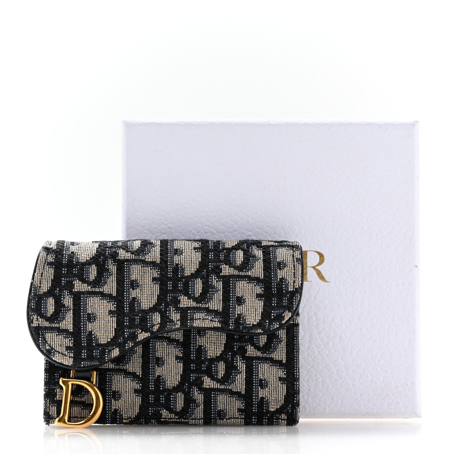 Christian Dior Oblique Saddle Card Holder Blue 8 of 8
