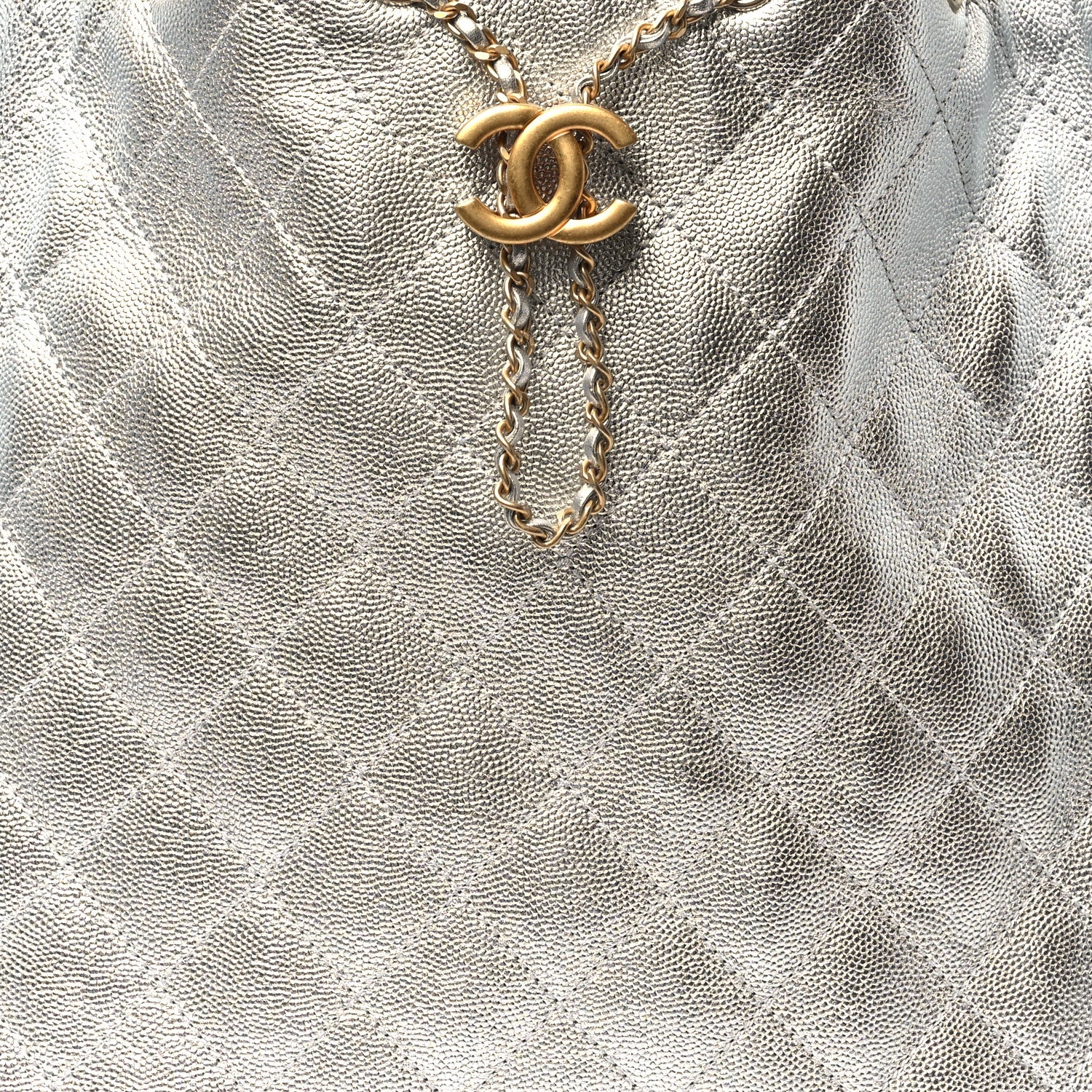 Chanel Metallic Caviar Quilted Medium Chanel 25 Handbag Silver 9 of 12