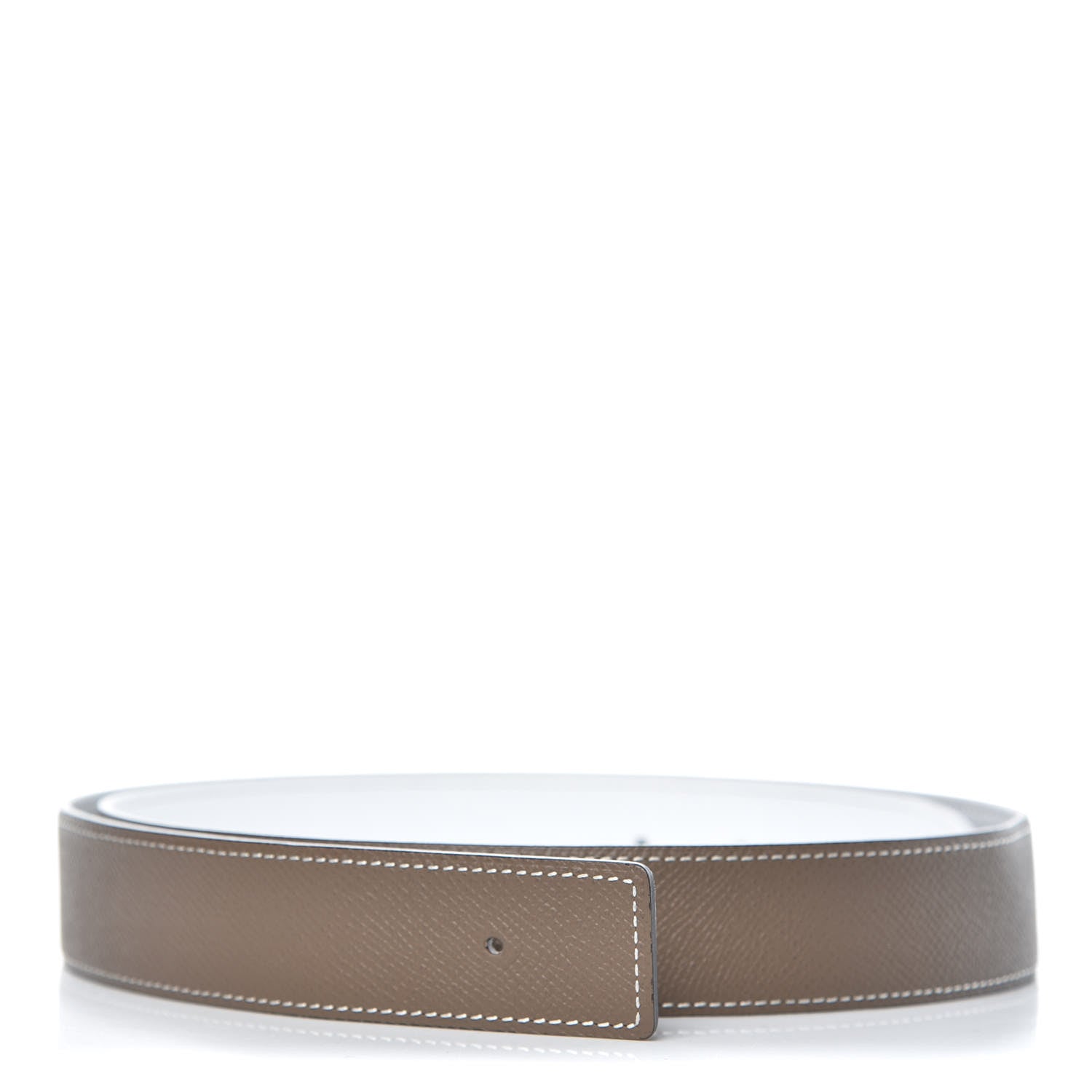 Hermes Epsom 32mm Belt Strap 95 White Etoupe 1 of 9