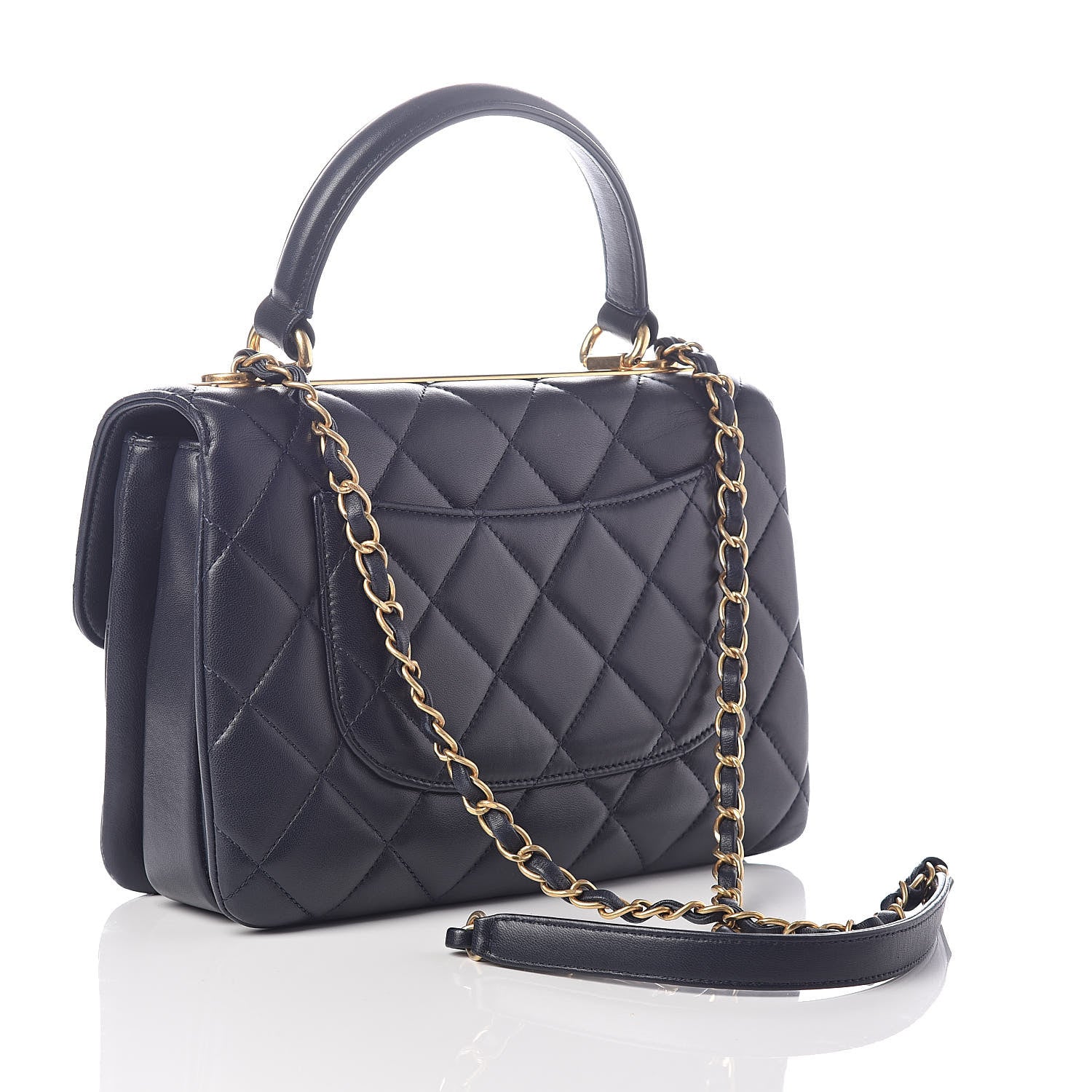 Chanel Lambskin Quilted Small Trendy CC Dual Handle Flap Bag Navy 3 of 10