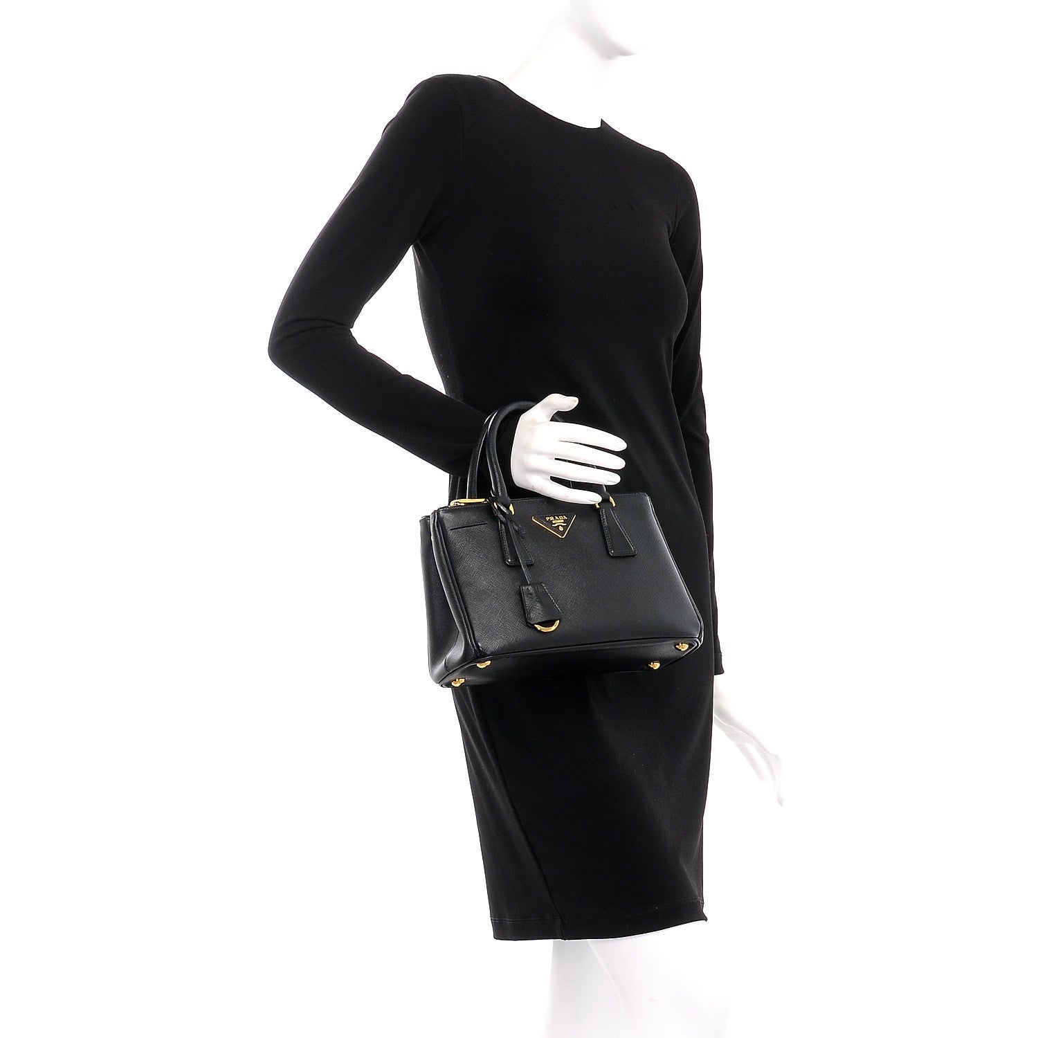 Prada Saffiano Lux Mini Double Zip Tote Nero Black 3 of 9