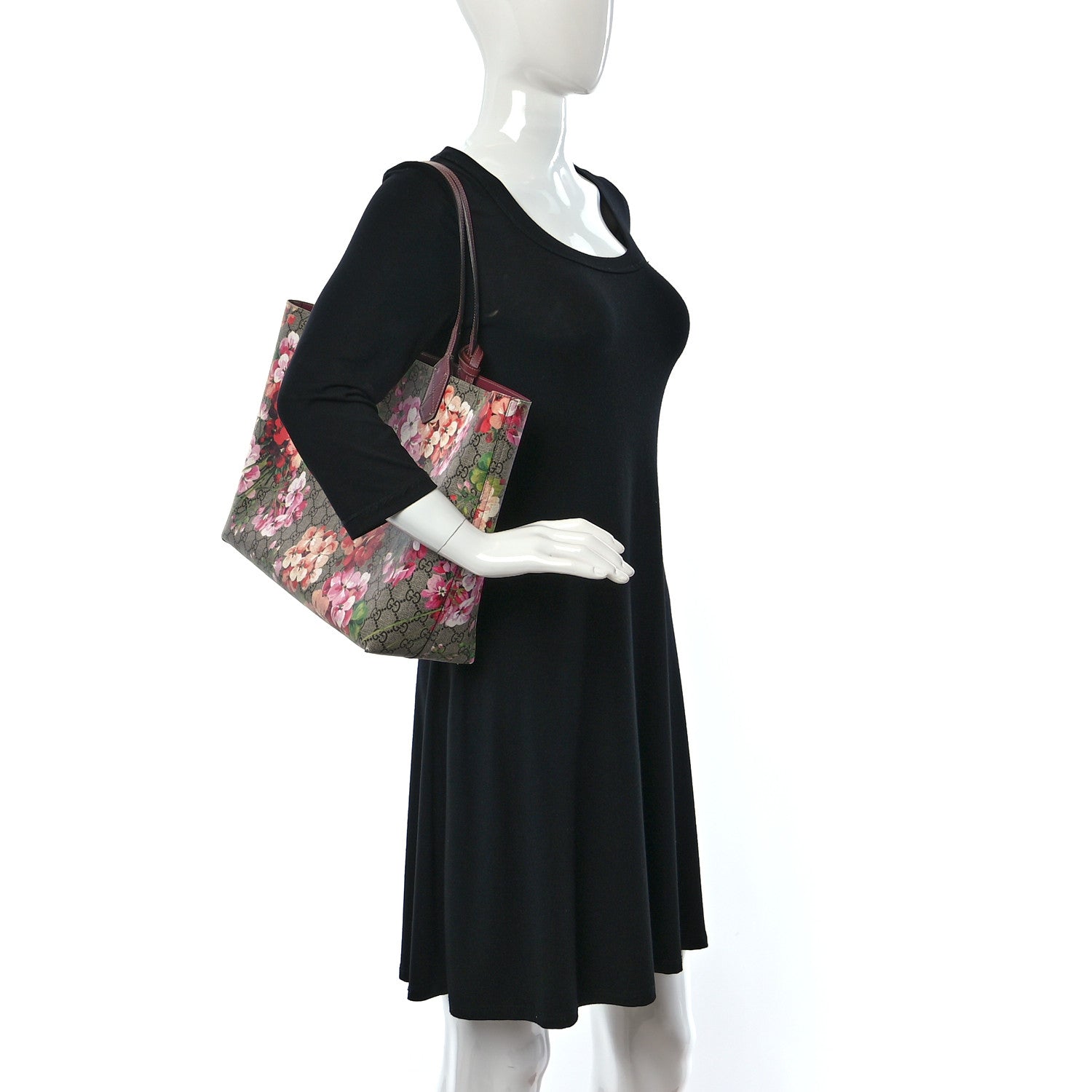 Gucci GG Supreme Monogram Blooms Medium Reversible Tote Beige Multicolor Dry Rose 2 of 16