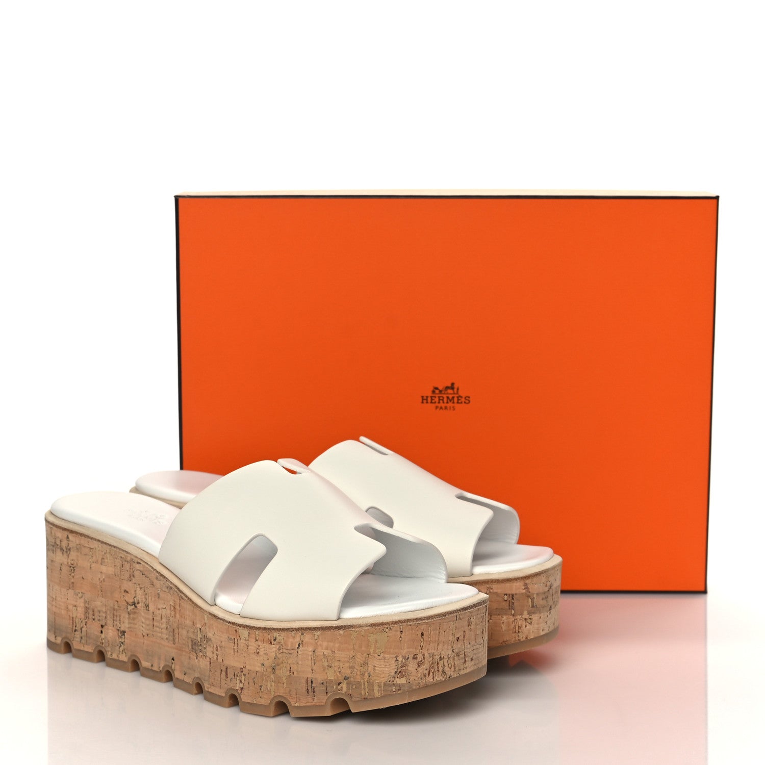 Hermes Calfskin Cork Eze 30 Sandals 40 White 9 of 9