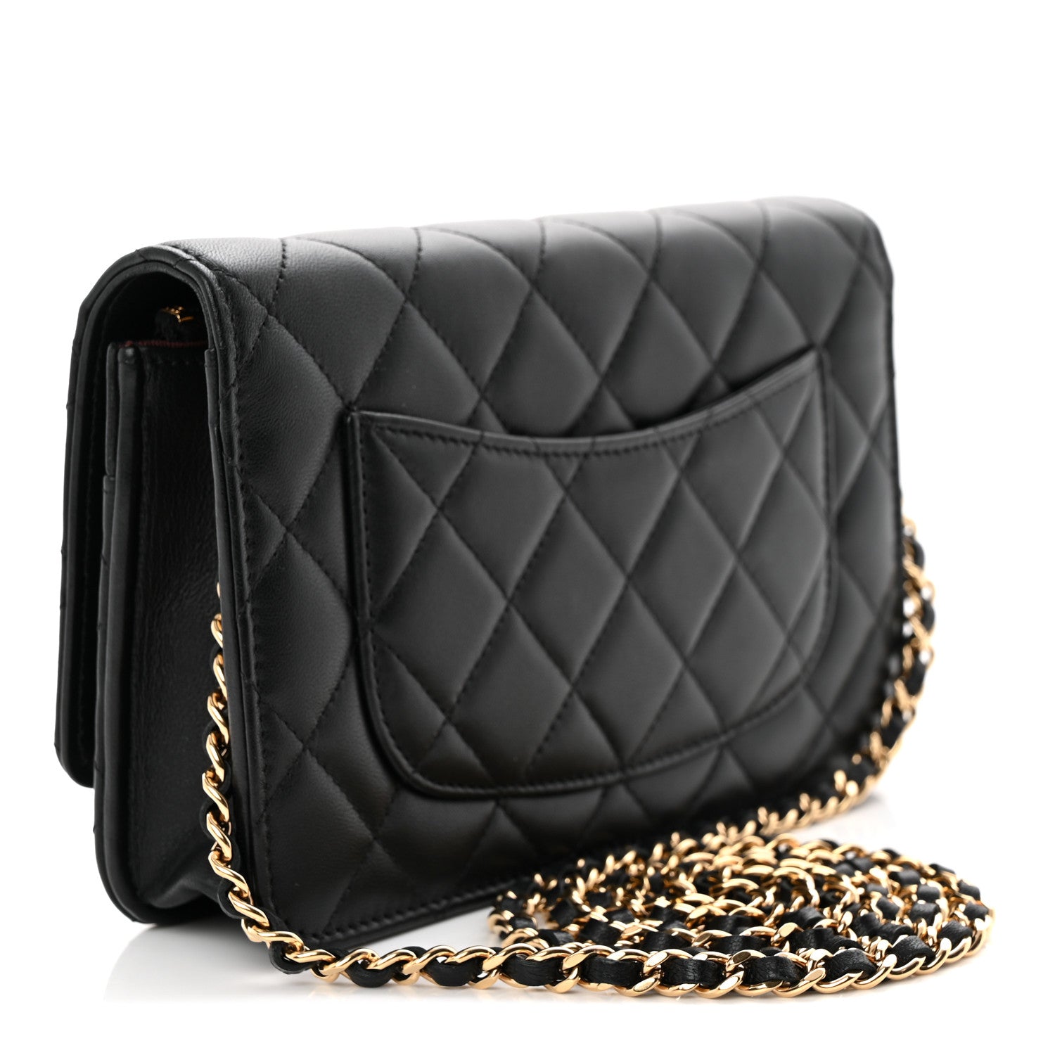 Chanel Lambskin Quilted Wallet On Chain WOC Black 3 of 12