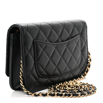 Chanel Lambskin Quilted Wallet On Chain WOC Black 3 of 12