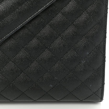 Saint Laurent Grain De Poudre Textured Mixed Matelasse Large Triquilt Monogram Monochrome Satchel Black 12 of 14