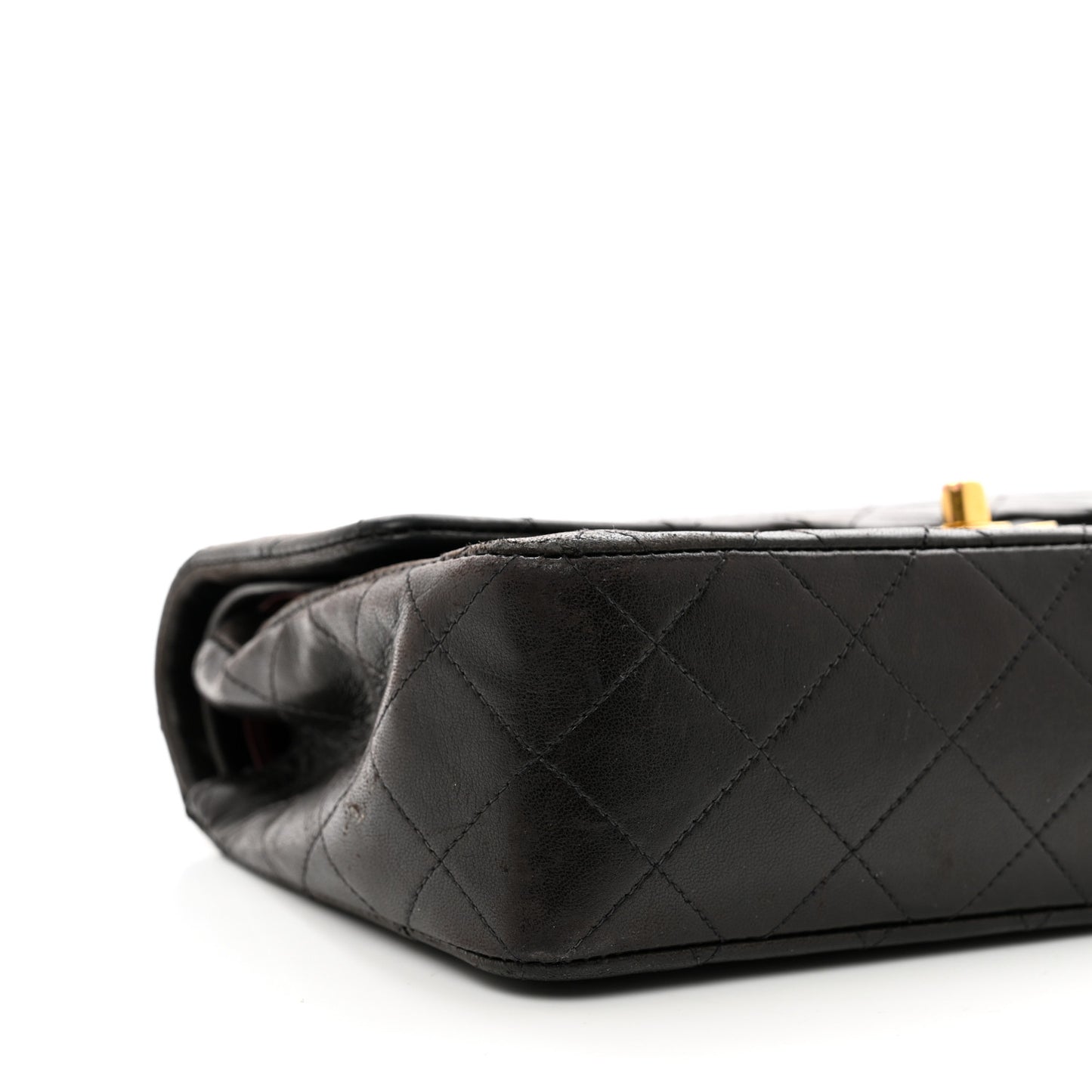 Lambskin Quilted Small Double Flap Dark Brown