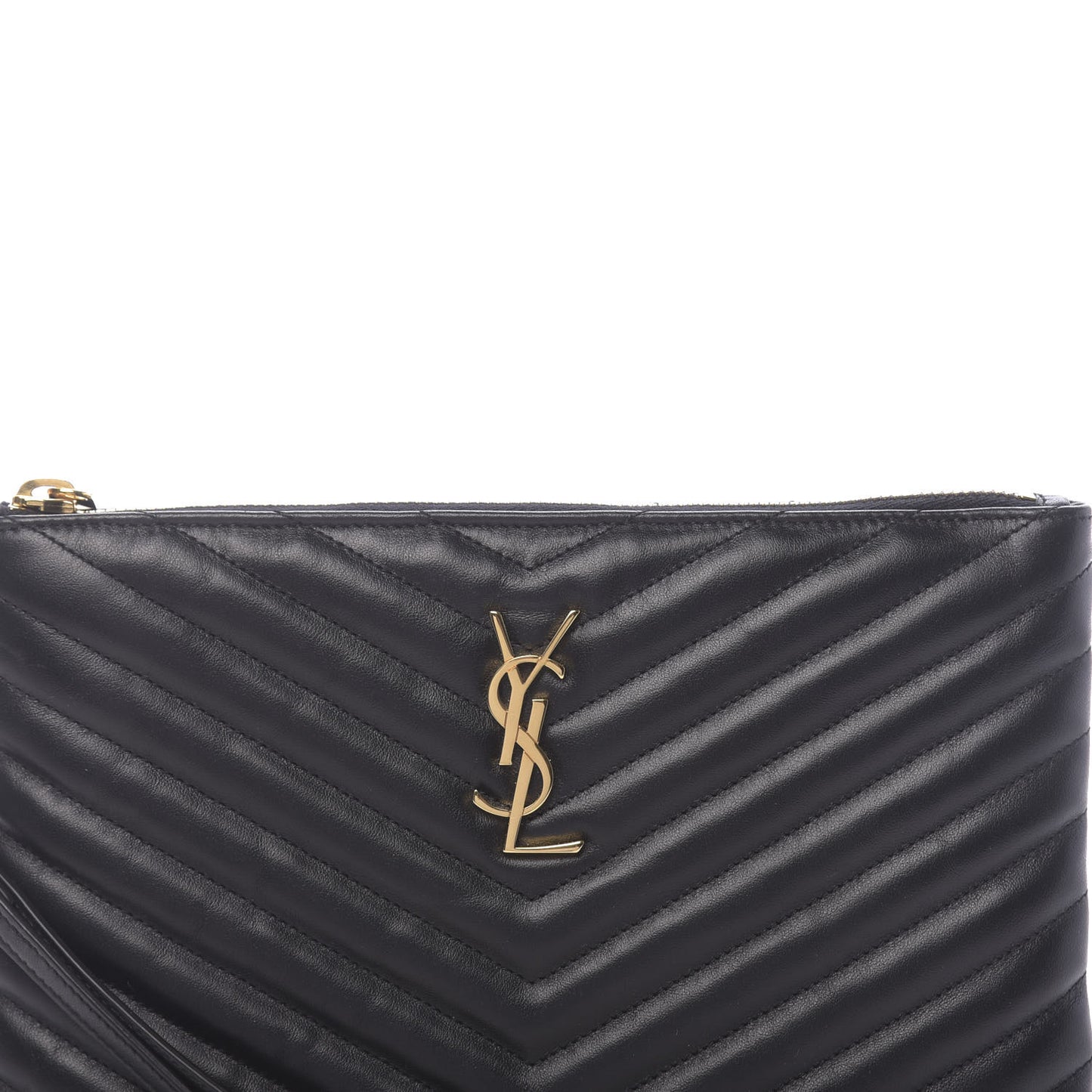 Calfskin Matelasse Chevron Monogram A5 Wristlet Black