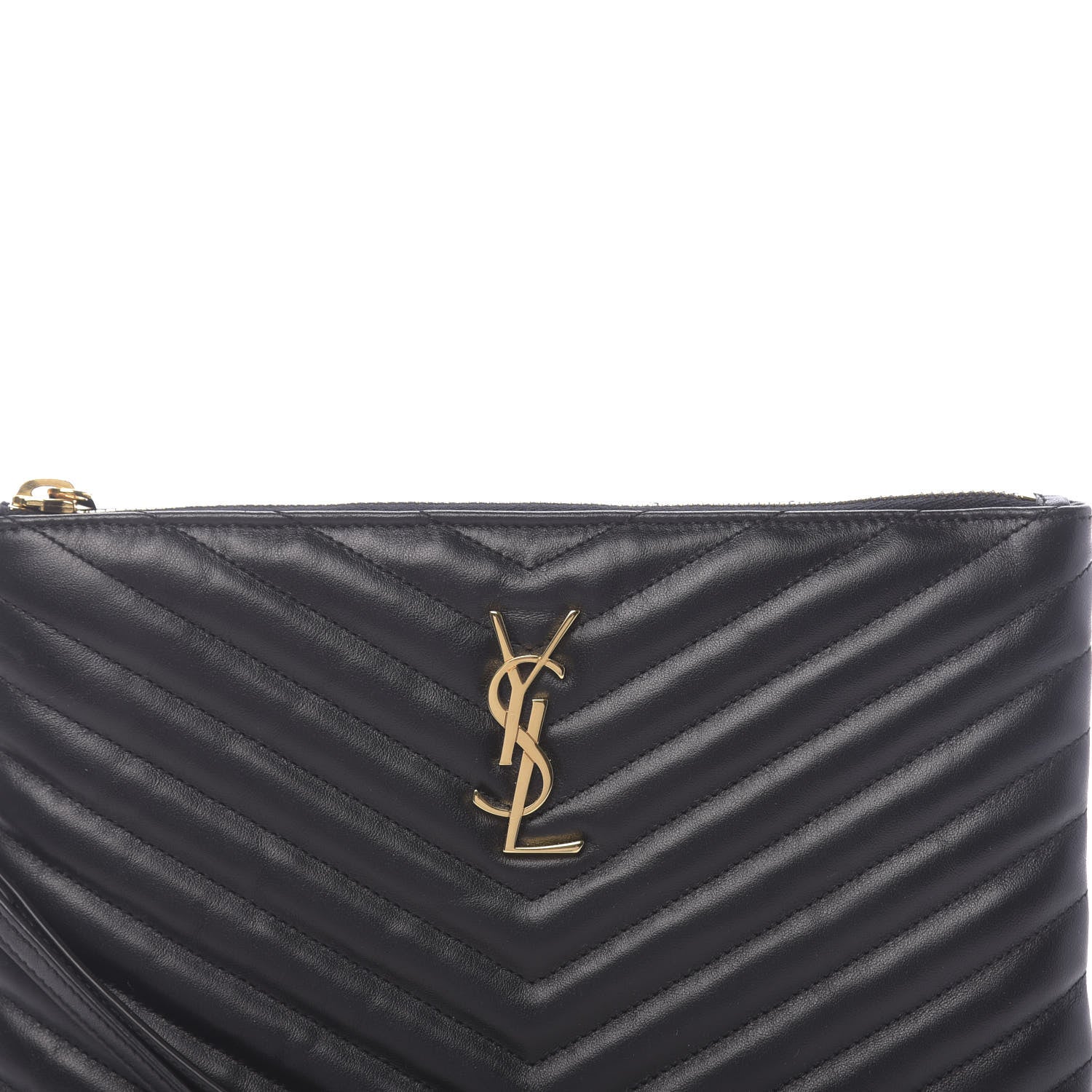 Saint Laurent Calfskin Matelasse Chevron Monogram A5 Wristlet Black 8 of 8