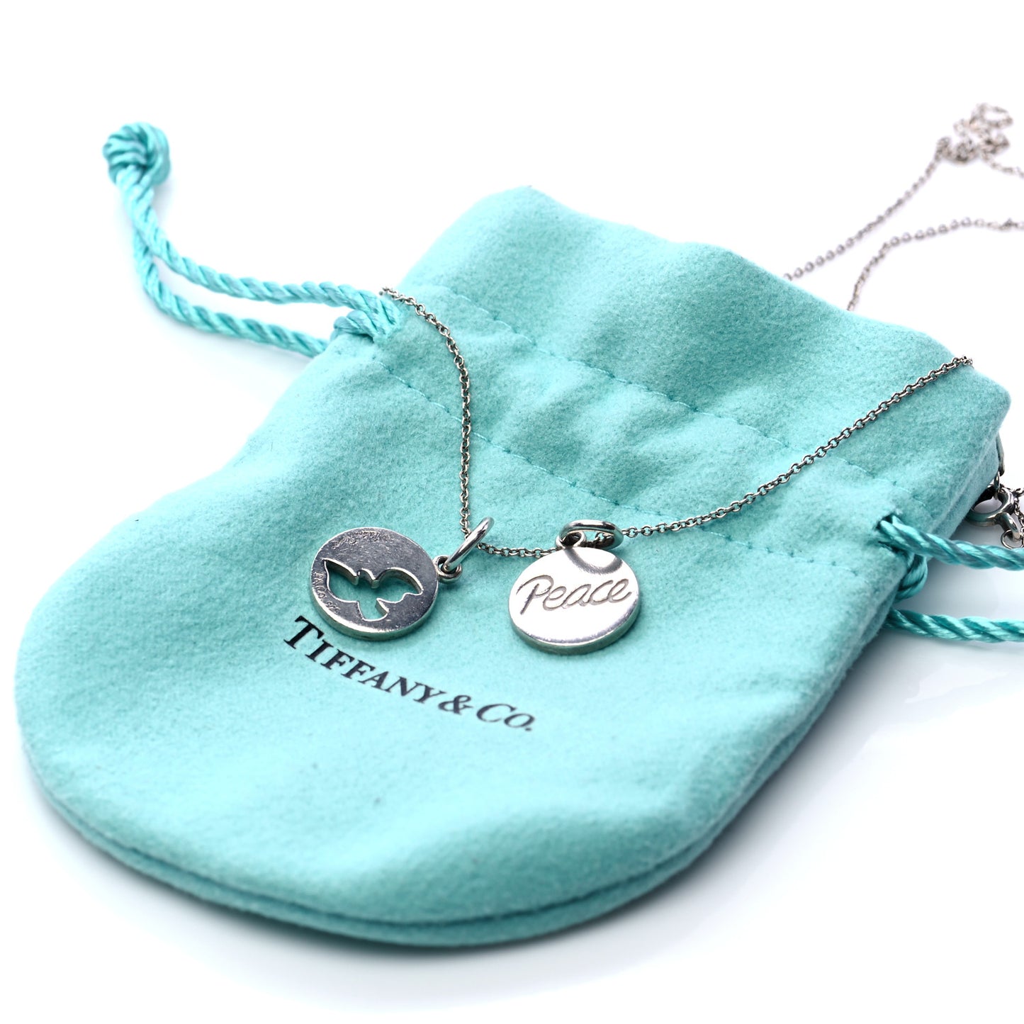 Sterling Silver Peace Dove Double Pendant Necklace