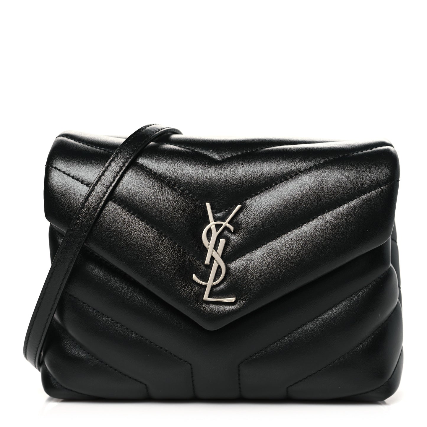 Calfskin Y Quilted Monogram Toy Loulou Crossbody Bag Black