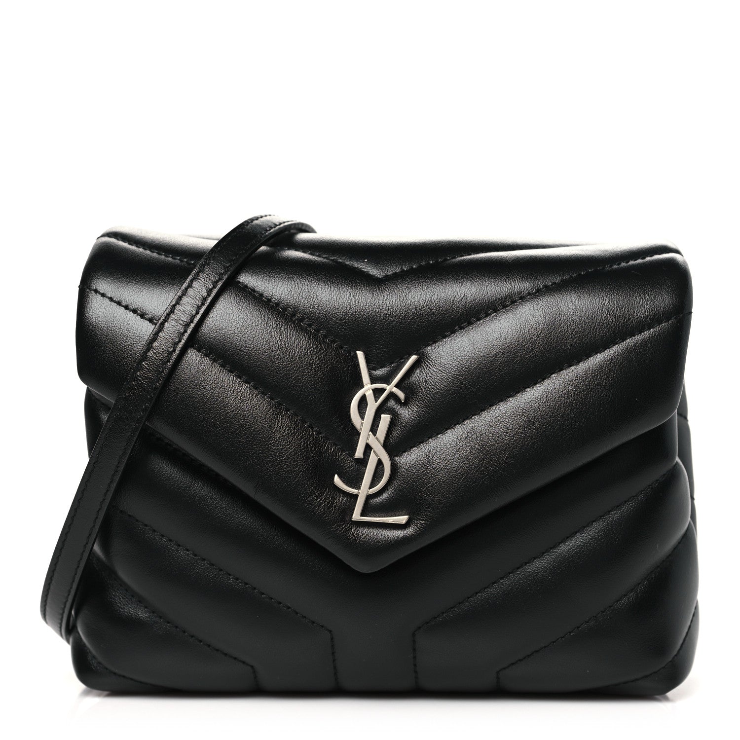Saint Laurent Calfskin Y Quilted Monogram Toy Loulou Crossbody Bag Black 1 of 11