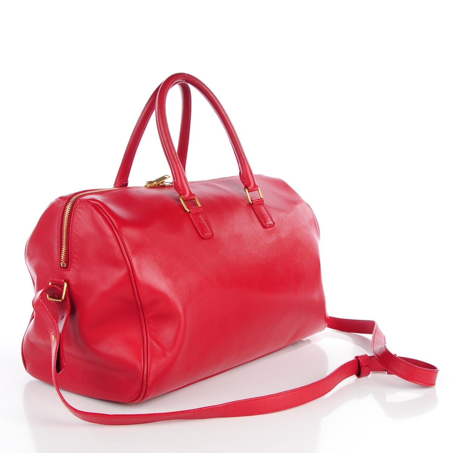 Saint Laurent Calfskin Classic Duffle 12 Red 3 of 7