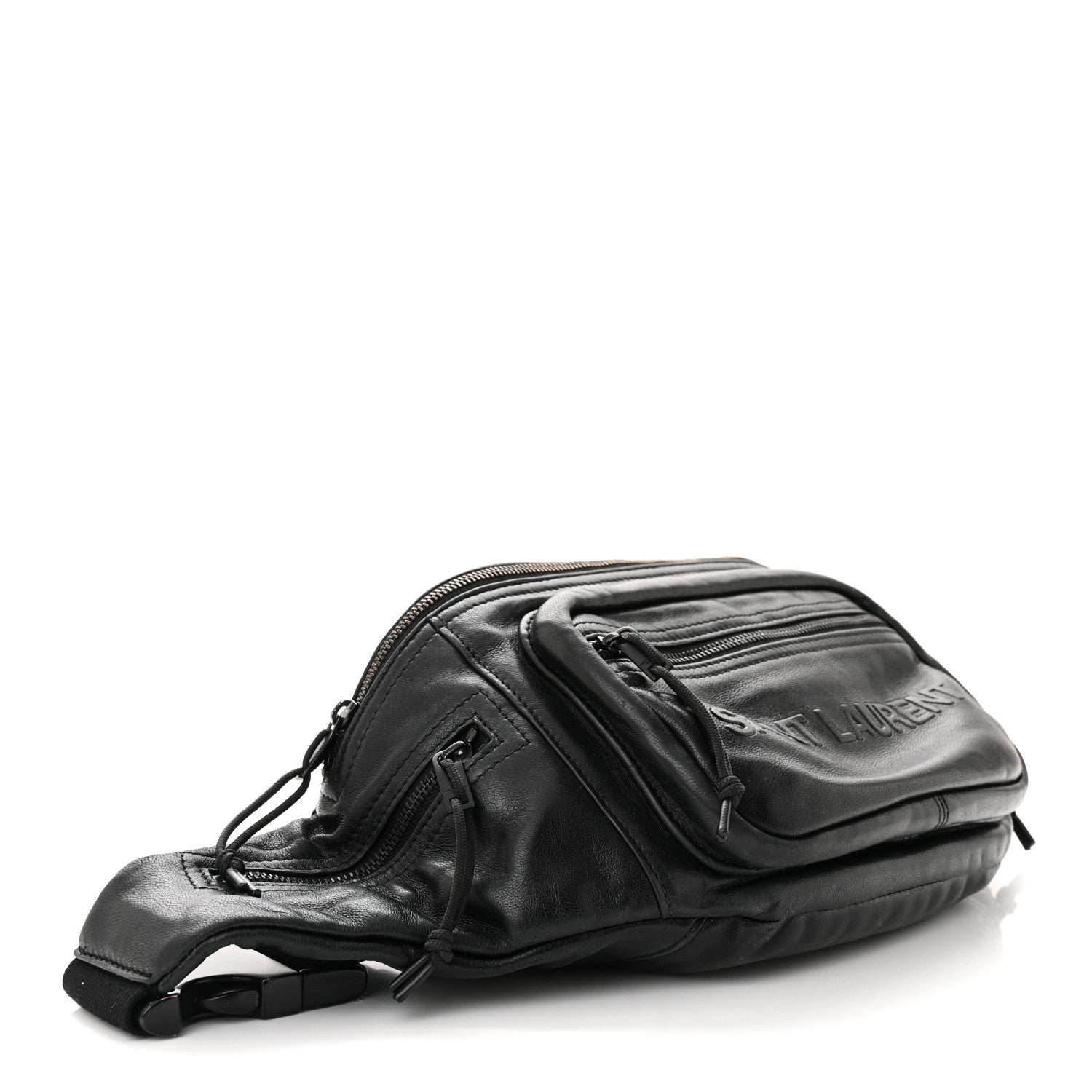 Saint Laurent Lambskin Logo Ripstop Body Belt Bag Black 4 of 11