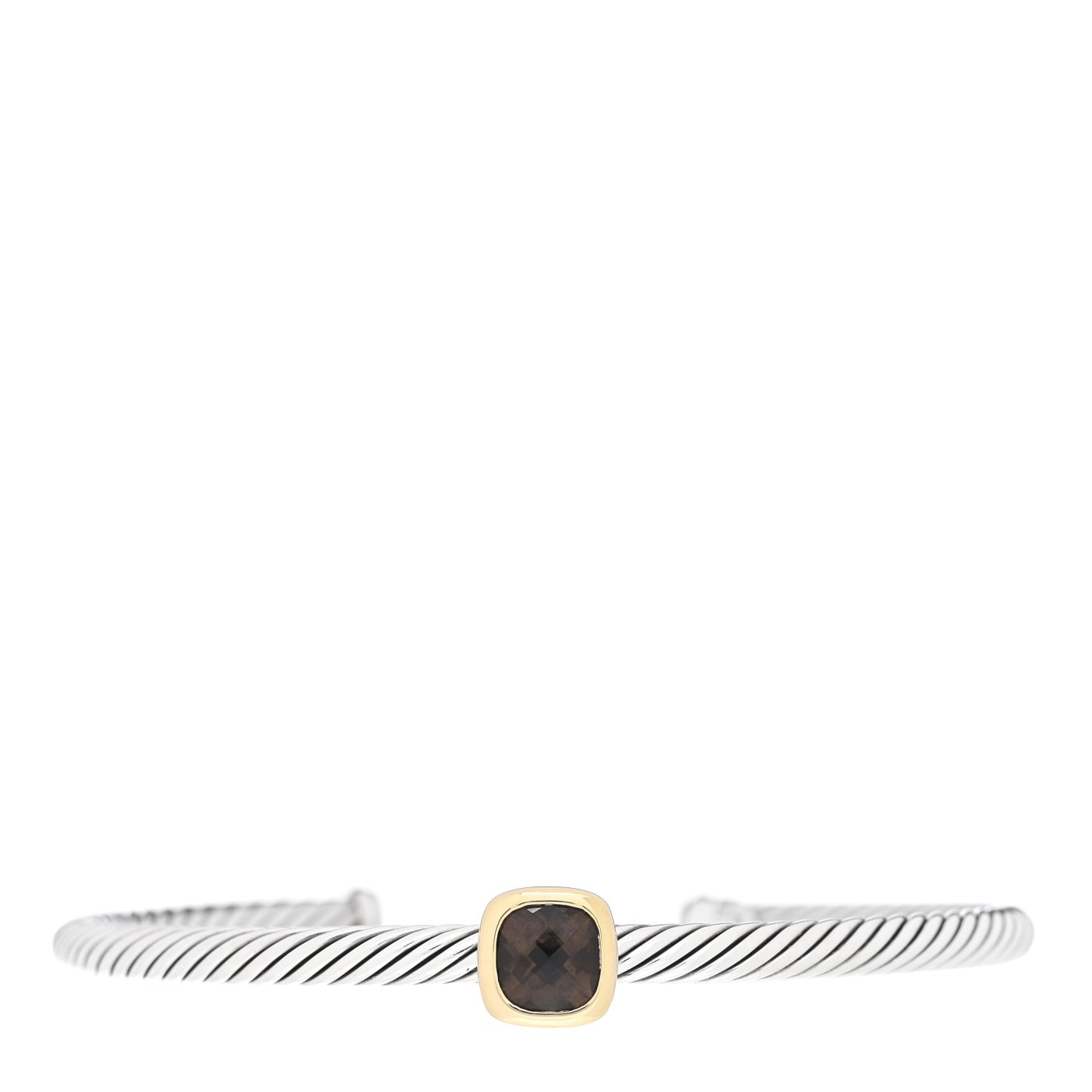 Sterling Silver 18K Gold Smoky Quartz 4mm Noblesse Station Bracelet