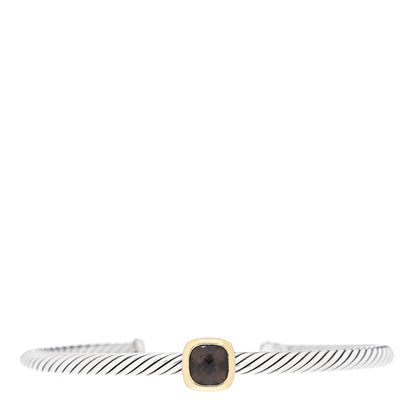 David Yurman Sterling Silver 18K Gold Smoky Quartz 4mm Noblesse Station Bracelet 1 of 3
