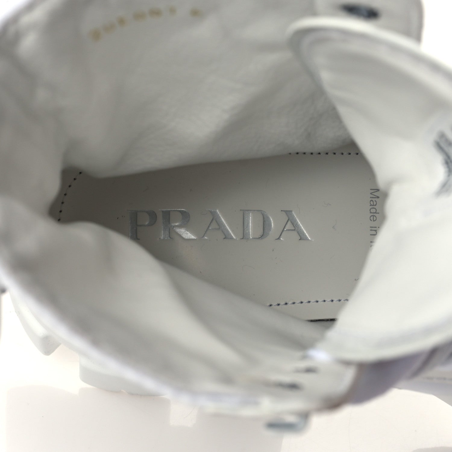Prada Spazzolato Rois Re-Nylon Metal Triangle Logo Mens Monolith Pouch Pocket 60mm Combat Boots 6 White 7 of 9