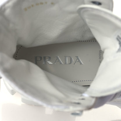 Prada Spazzolato Rois Re-Nylon Metal Triangle Logo Mens Monolith Pouch Pocket 60mm Combat Boots 6 White 7 of 9