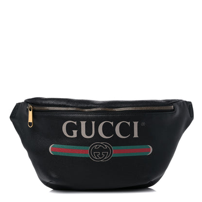 Gucci Grained Calfskin Logo Belt Bag Black 1 of 9