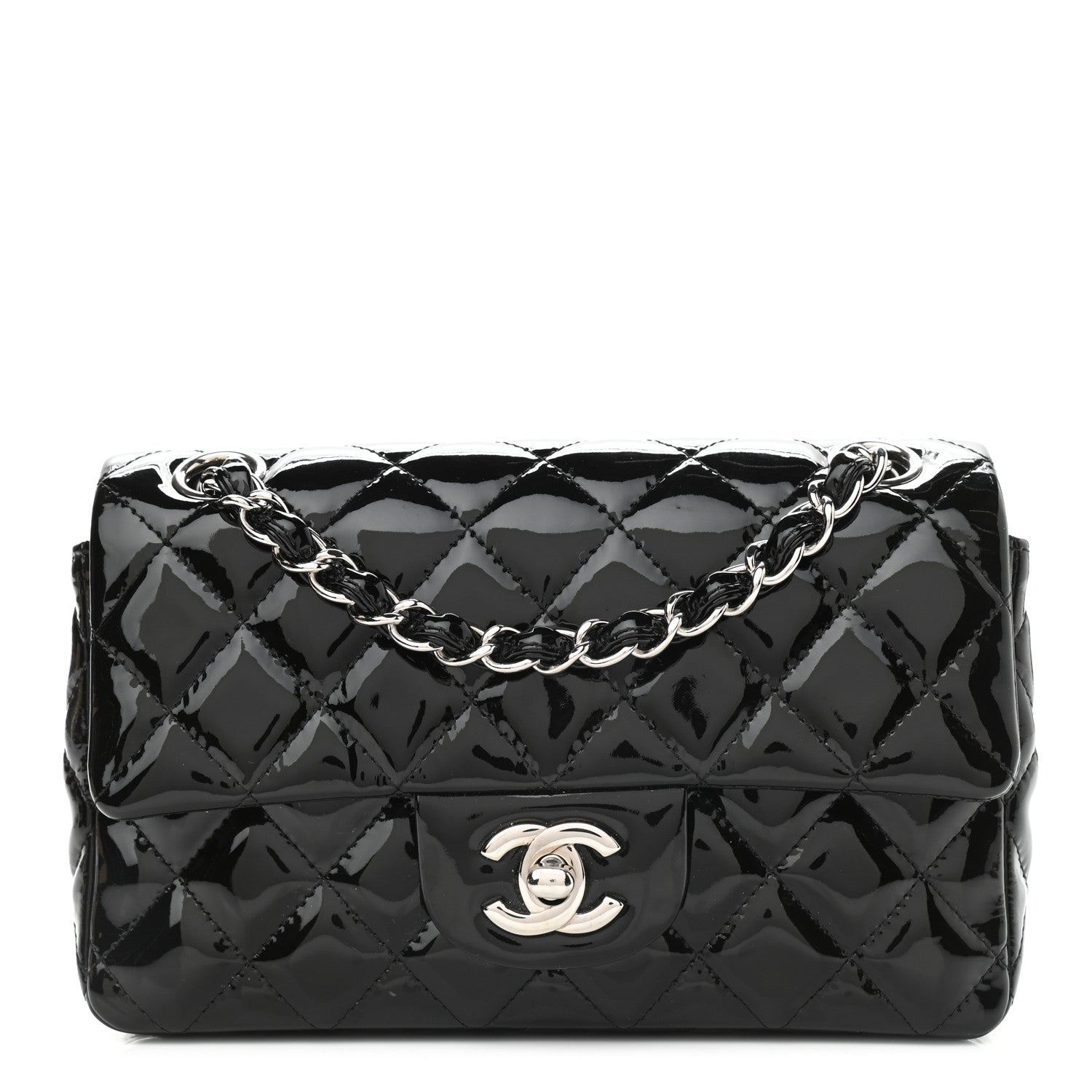 Chanel Patent Calfskin Quilted Mini Rectangular Flap Black 1 of 10